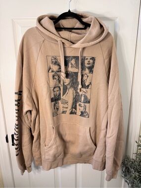 Taylor Swift Tan Graphic Crewneck Hoodie NWOT
